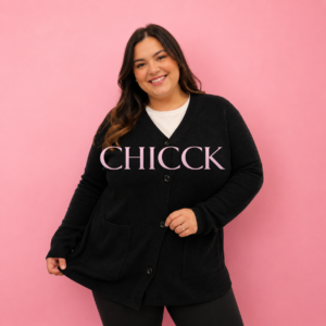 Saco de Tejido Plus Size con Botones y Bolsillos